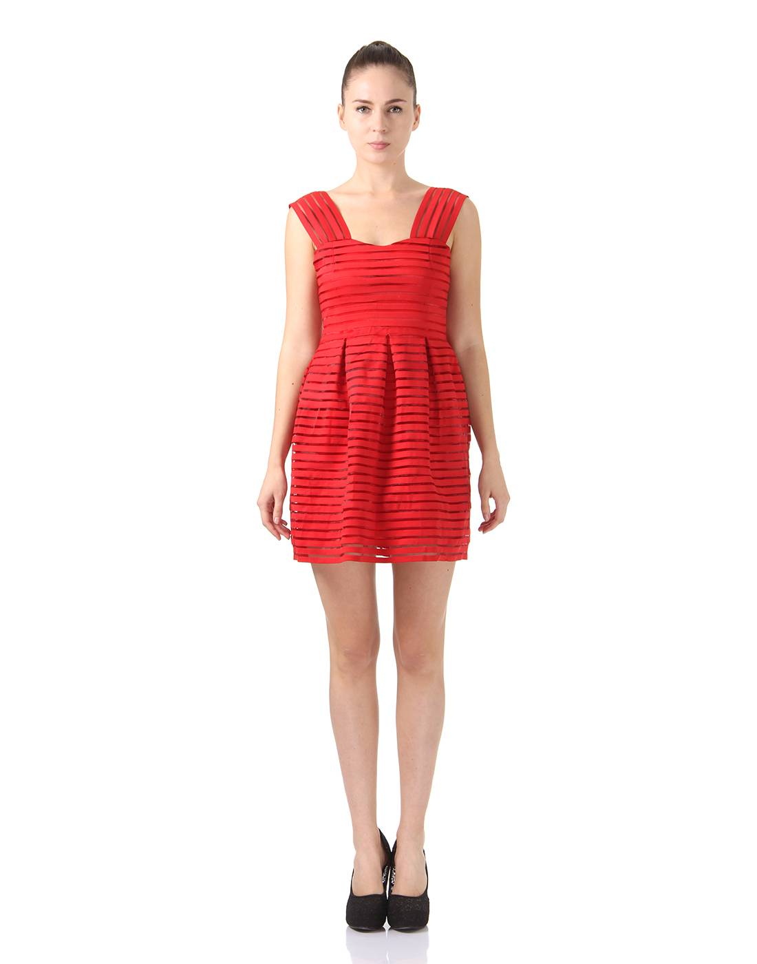 Ax Paris Women Party Red Fit and Flare Dress